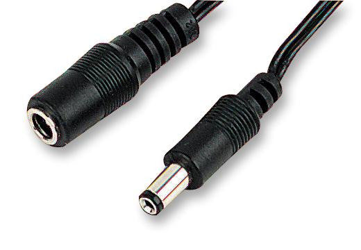 MULTICOMP JR8307 1.5M Barrel Power Cord, 2.5mm DC Power Socket, 2.5mm DC Power Plug, 4.9 ft, 1.5 m, Black