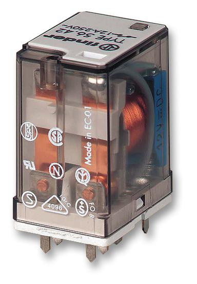 FINDER 56.42.9.024.0000 General Purpose Relay, 56 Series, Power, DPDT, 24 VDC, 12 A