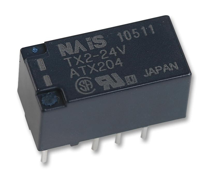PANASONIC ELECTRIC WORKS TX2-24V Signal Relay, DPDT, 24 VDC, 2 A, TX Series, Through Hole, Non Latching