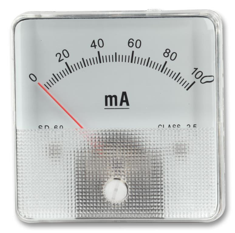 MULTICOMP SD38/0-1MA Analogue Panel Meter, Moving Coil Type, Left Zero Hand, DC Current, 0mA to 1mA