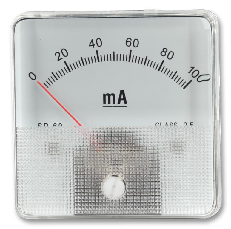 MULTICOMP SD38/0-5A Analogue Panel Meter, Moving Coil Type, Left Zero Hand, DC Current, 0A to 5A