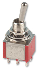 MULTICOMP 1MD4T1B1M1QE Toggle Switch, DPDT, Non Illuminated, (On)-Off-(On), 1MD Series, Panel, 5 A