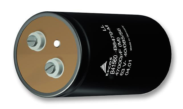 EPCOS B41560A9109M000 Electrolytic Capacitor, High Ripple, 10000 &micro;F, 100 V, B41560 Series, &plusmn; 20%, Screw, 51.6 mm
