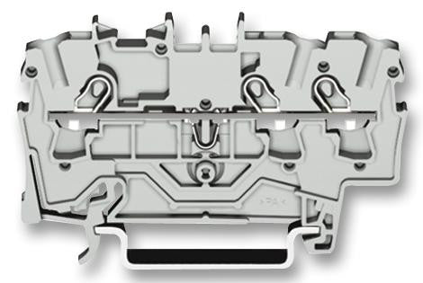 WAGO 2002-1301 DIN Rail Mount Terminal Block, 3 Ways, 22 AWG, 12 AWG, 4 mm&sup2;, Clamp, 24 A