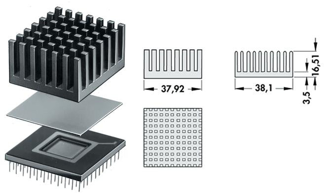 FISCHER ELEKTRONIK ICK PGA 15 X15 Heat Sink, PGA, PGA, 9.2 &deg;C/W, 16.51 mm, 38.1 mm, 38.1 mm