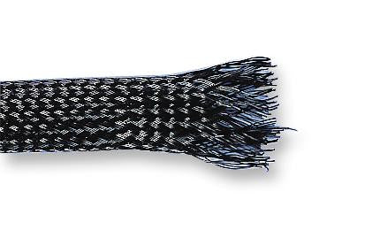 PRO POWER PETBK12BG5 Sleeving, Expandable, Braided, 5 m, 16.4 ft, 12 mm, PE (Polyester), Black