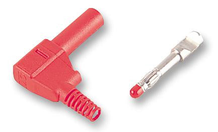 STAUBLI 22.1042 + 22.2370-22 Banana Test Connector, 4mm, Plug, Cable Mount, 32 A, 500 V, Nickel Plated Contacts, Red