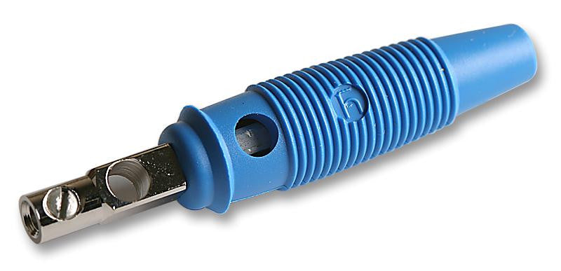 HIRSCHMANN TEST AND MEASUREMENT 930058102 Banana Test Connector, 4mm, Plug, Cable Mount, 16 A, 60 V, Nickel Plated Contacts, Blue