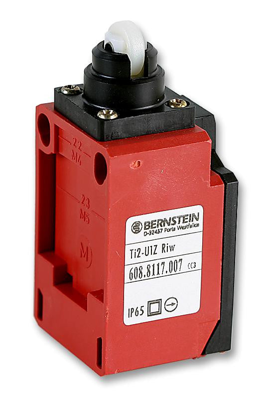 BERNSTEIN 608-8117-007 Limit Switch, Roller Plunger, 1NO / 1NC, 10 A, 250 V, 10 N, Tiny Ti2 Series