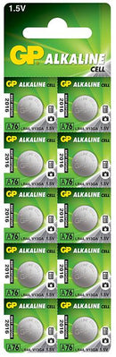 GP BATTERIES GPA76-C10 Alkaline Button Cell 1.5V Batteries A76 10 Pack