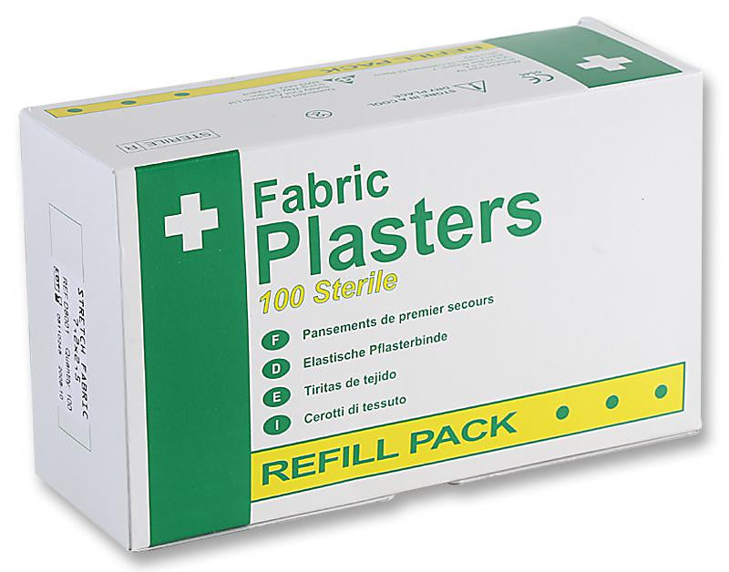 SAFETY FIRST AID GROUP D8001 Plaster Kit, Hypoallergenic, Fabric, Breathable, 75mm x 25mm, Pack of 100