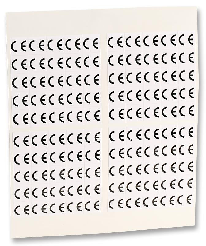 TE CONNECTIVITY 17006 Label, CE, Vinyl, White, Self Adhesive, 12.7mm x 12.7mm, Pack of 500
