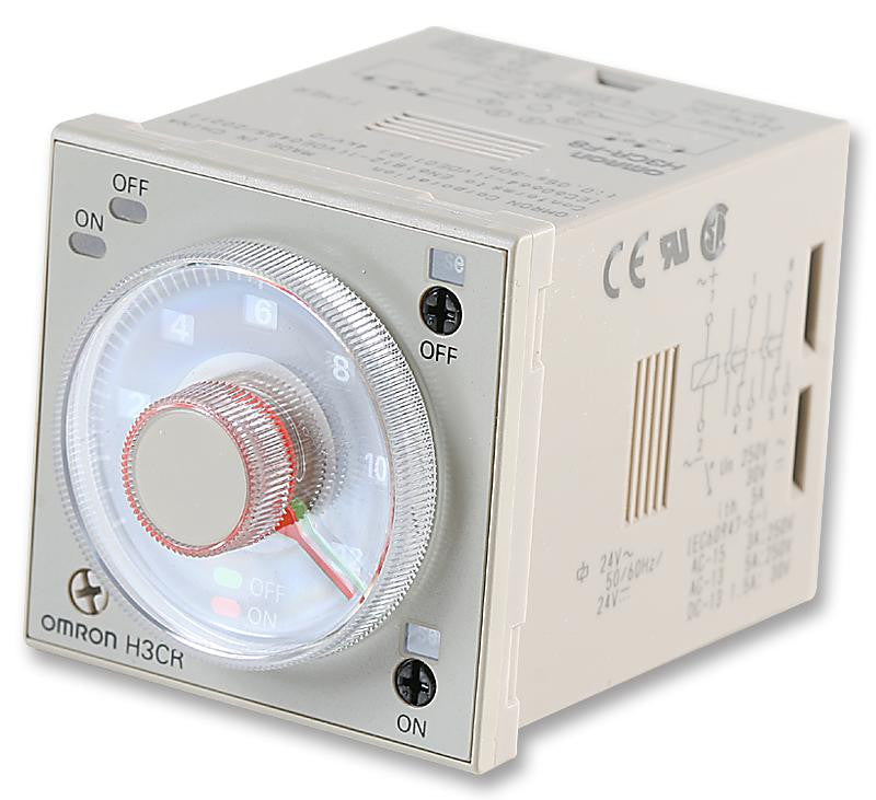 OMRON INDUSTRIAL AUTOMATION H3CR-F8 24AC/DC Analogue Timer, Recycling, H3CR-F Series, Flicker Off Start, 14 Ranges, 0.05 s, 300 h, Solid State