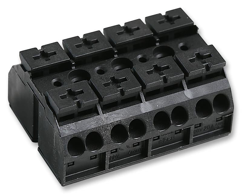 WAGO 862-504 Panel Mount Barrier Terminal Block, 2 Row, 4 Ways, 20 AWG, 12 AWG, 32 A