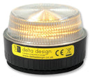 DELTA DESIGN 44500201 Beacon, LED, Orange, Flashing, 24VDC, 100VAC, IP67, 76mm Dia., 44mm Height