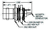 TROMPETER BJ27 RF / Coaxial Connector, Triaxial, Straight Bulkhead Jack, Solder, 50 ohm, Beryllium Copper