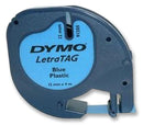 DYMO S0721650 Label Printer Tape, Plastic, Black on Blue, 4 m