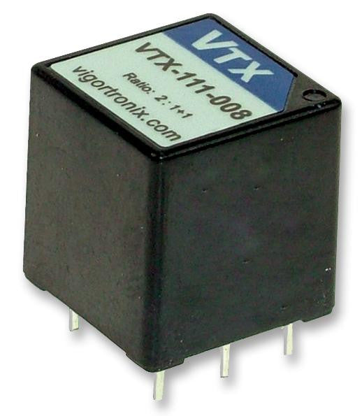 VIGORTRONIX VTX-111-010 Pulse Transformer, Encapsulated, 2:1, 2.8 kV, 3 mH, 2.32 ohm, 200 V&micro;s