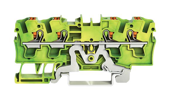 Wago 2204-1407 DIN Rail Mount Terminal Block 4 Ways 20 AWG 10 mm&sup2; Clamp 32 A