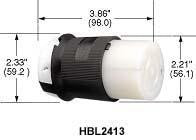 HUBBELL WIRING DEVICES HBL2433 CONNECTOR, POWER ENTRY, 20A