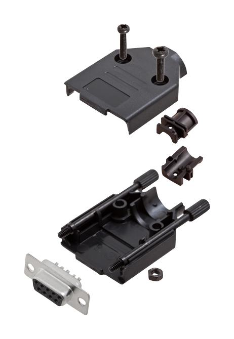 Amphenol ICC (COMMERCIAL PRODUCTS) L17DTPK-P-09+L77SDE09S D Sub Connector With Backshell DB9 9 Contacts Receptacle Solder DE DTPK-P Series Steel Body