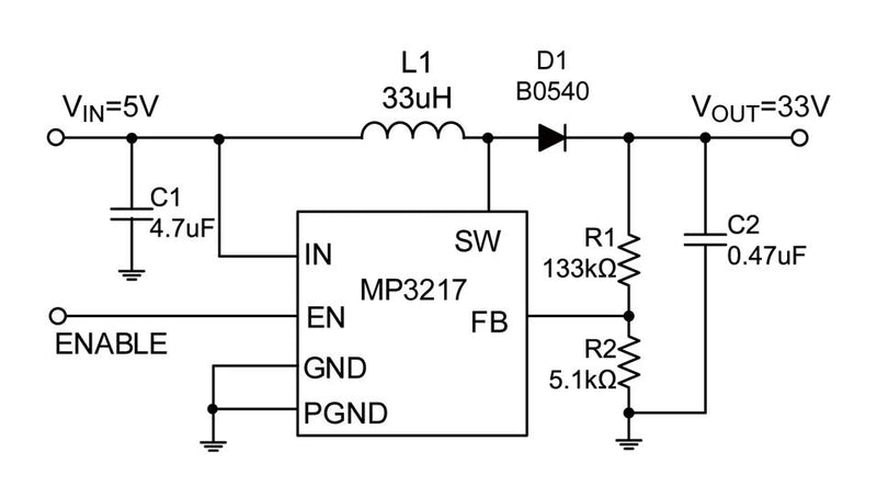 Monolithic Power Systems (MPS) MP3217DJ-LF-P DC-DC Switching Boost (Step Up) Regulator 2.5V-6V in 2.5V to 36V out 500mA 670kHz TSOT-23-6 New