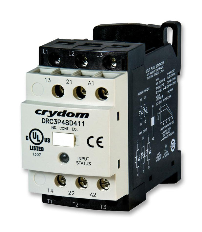 SENSATA/CRYDOM DRC3P48D400R2 DRC3P48D400R2 Solid State Contactor 7.6 A 530 VAC 30 VDC Random Turn On DIN Rail Panel Screw