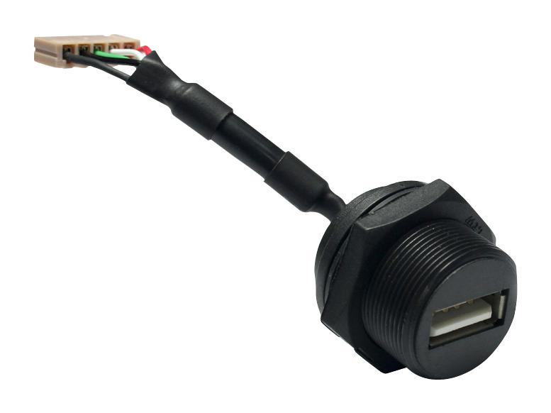 Amphenol LTW UA-20PMFP-SC8002 UA-20PMFP-SC8002 USB Cable IP68 Type A Receptacle to Free End 50 mm 2 " 2.0 Black