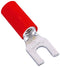 THOMAS & BETTS RA18-14F TERMINAL, SPADE/FORK, 1/4IN, CRIMP, RED