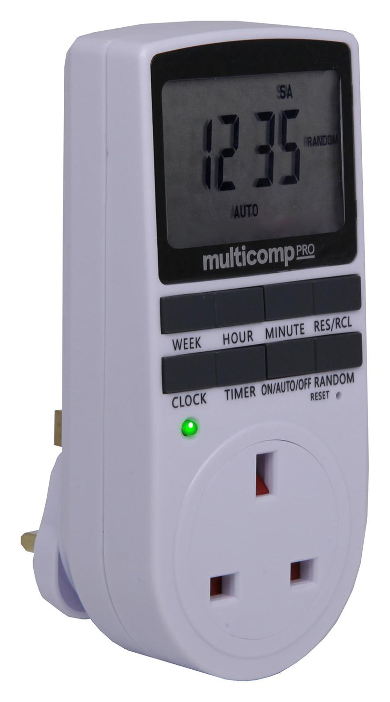 Multicomp PRO MP001189 Digital Timer SW Socket 13A 230VAC UK