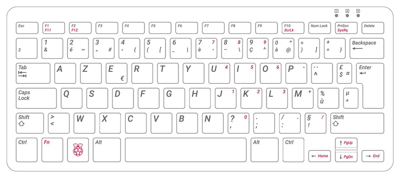 RASPBERRY-PI RPI-KEYB (FR)-RED/WHITE Development Kit Accessory Official Raspberry Pi Keyboard Red/White French Layout Wired