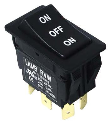 E-SWITCH RVW4GD1100 ROCKER SWITCH, DPST, 20A, 125VAC, BLACK