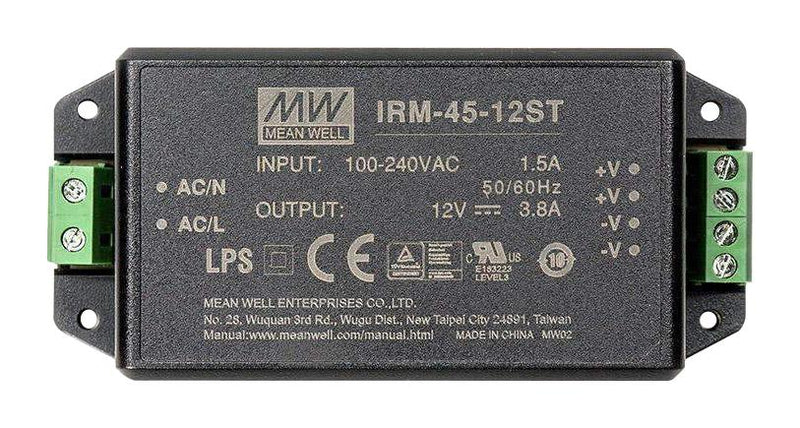 Mean Well IRM-45-12ST AC/DC Enclosed Power Supply (PSU) ITE 1 Outputs 45.6 W 12 V 3.8 A