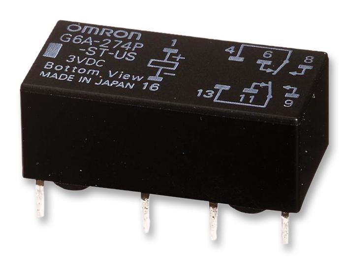 Omron G6AU-274P-ST-US 12DC Signal Relay 12 VDC Dpdt 2 A G6A Series Through Hole Latching Single Coil