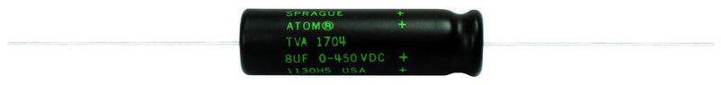 VISHAY TVA1503 ALUMINUM ELECTROLYTIC CAPACITOR, 8UF, 250V, AXIAL