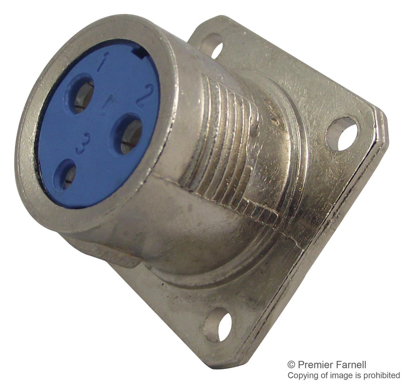 JAEGER 536603006 Circular Connector, Rapid Series, Panel Mount Receptacle, 3 Contacts, Solder Socket, Metal Body