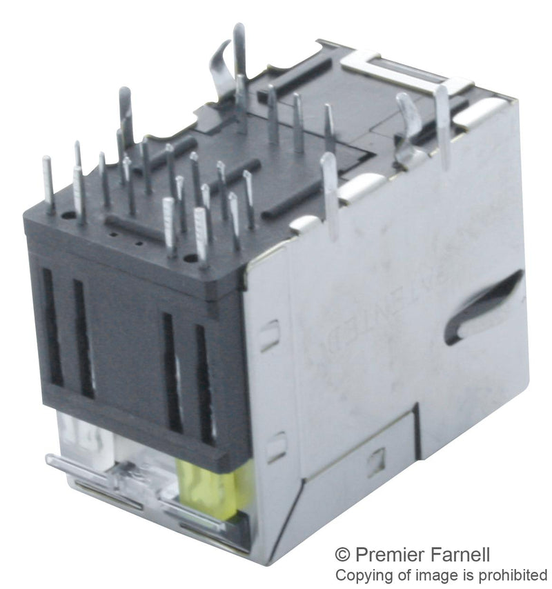 BEL Magnetic Solutions 0821-1X1T-43-F Modular Connector Single USB RJ45 Jack With 1 x (Port) 8P8C Cat5e Through Hole Mount