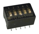CTS 204-5ST 204-5ST DIP / SIP Switch 5 Circuits Slide Surface Mount Spst 50 V 100 mA