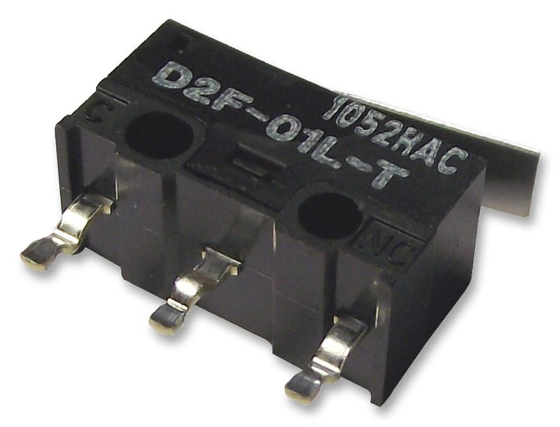 Omron D2F01LT Microswitch Miniature Lever Spdt Solder 100 mA 30 VDC