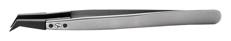 IDEAL-TEK 246CFR.SA Tweezer, Component Positioning, ESD, Bent, Flat, Stainless Steel, PA66 Tip, 125 mm