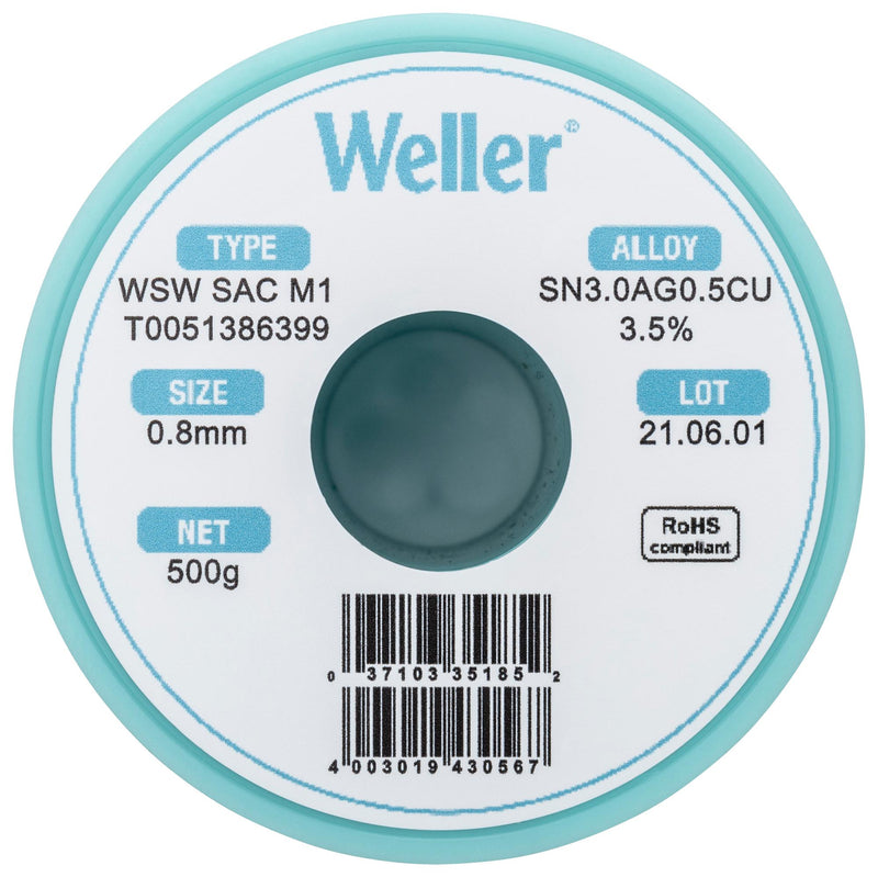 Weller T0051386399 T0051386399 Solder Wire 96.5/3/0.5 0.8mm Diameter 221&deg;C 500g