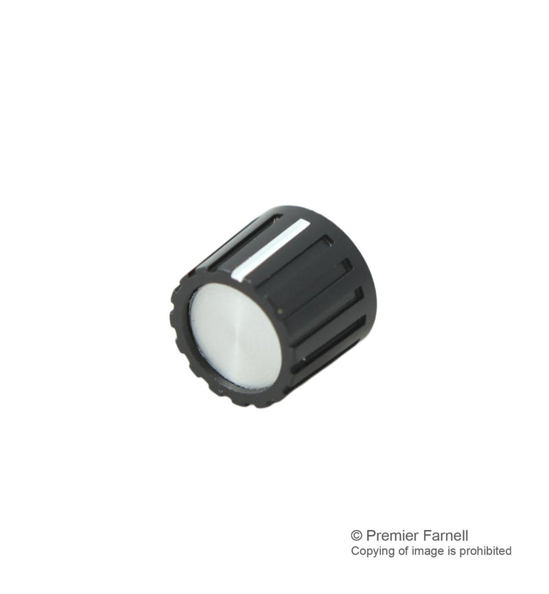Multicomp CF-AZ-M-S(6.4)E CF-AZ-M-S(6.4)E Knob Round Shaft 6.4 mm Plastic With Side Indicator Line 13.4 M