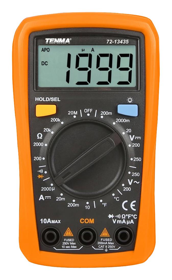 Tenma 72-13435 Handheld Digital Multimeter AC/DC Voltage Continuity Diode Resistance Temperature 3.5 2000