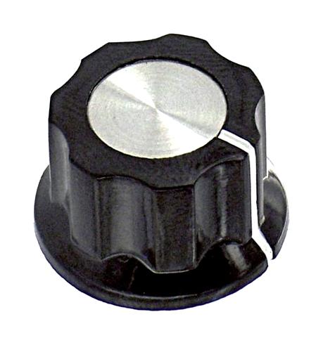 Alcoswitch - TE Connectivity PKES70B1/4 PKES70B1/4 Knob Round Shaft 6.35 mm Phenolic Fluted With Indicator Line 21.7 Pkes