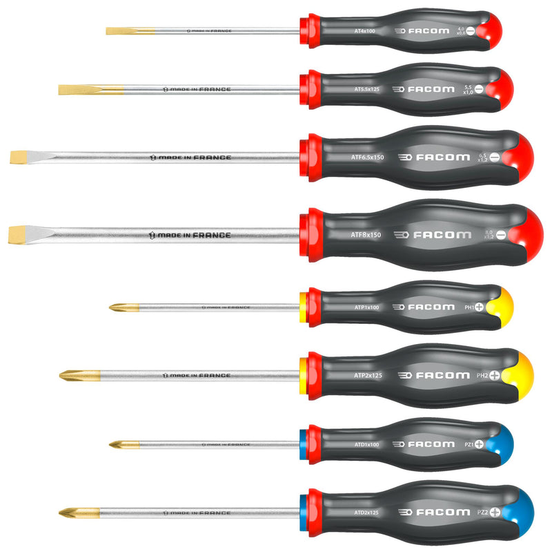 Facom AT.J8PB AT.J8PB Screwdriver Set Slotted Phillips Pozidriv 8 Piece