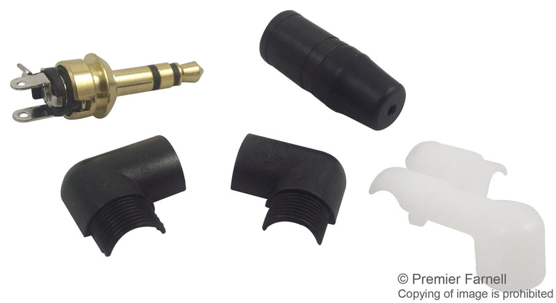 NEUTRIK NTP3RC-B Phone Audio Connector, 3 Contacts, Plug, 3.5 mm, Cable Mount, Gold Plated Contacts, Metal Body