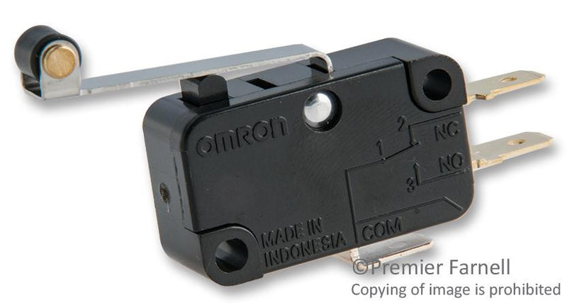 OMRON ELECTRONIC COMPONENTS V-15G6-1C25-K BY OMI MICROSWITCH, ROLLER LEVER SPDT 15A 250V