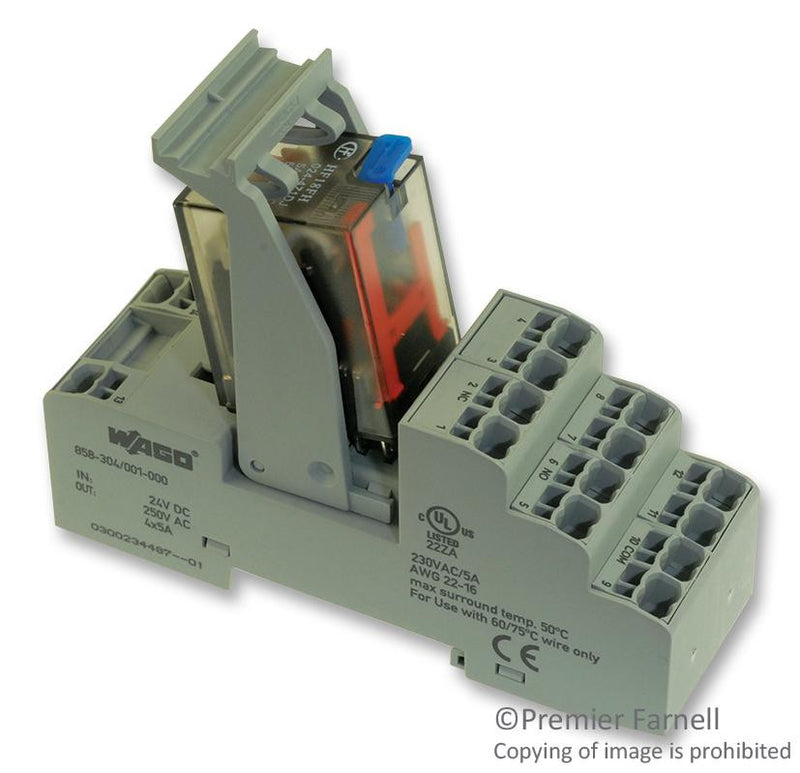WAGO 858-304 RELAY, 4PDT, 250VAC, 5A