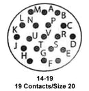 ITT Cannon KPT02E14-19SA71 KPT02E14-19SA71 Circular Connector Box Mount Receptacle 19 Contacts Solder Socket Bayonet 14-19