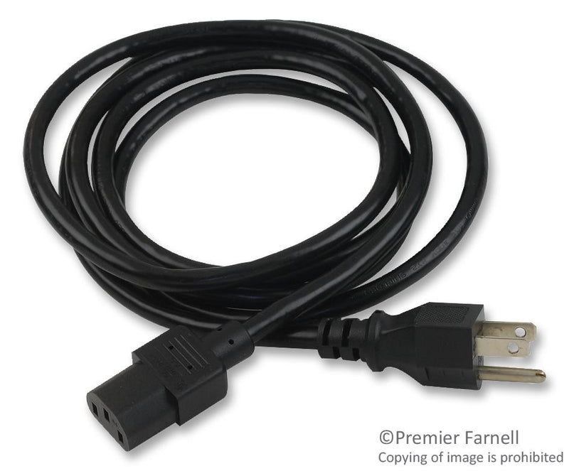 MULTICOMP SPC13298 POWER CORD NEMA5-15P/IEC, 6.6FT 10A, BLACK